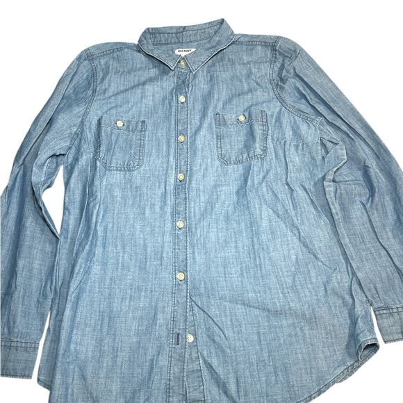 Old Navy Blue Button Down Shirt Classic Denim - Picture 1 of 1